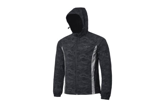 Men′s Nylon Hoodie Reflective Printing Waterproof Long Sleeve Jacket