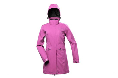 Lady′s Long Waterproof Hoodie Polyester Twill Melange Stretchable Outdoor Jacket